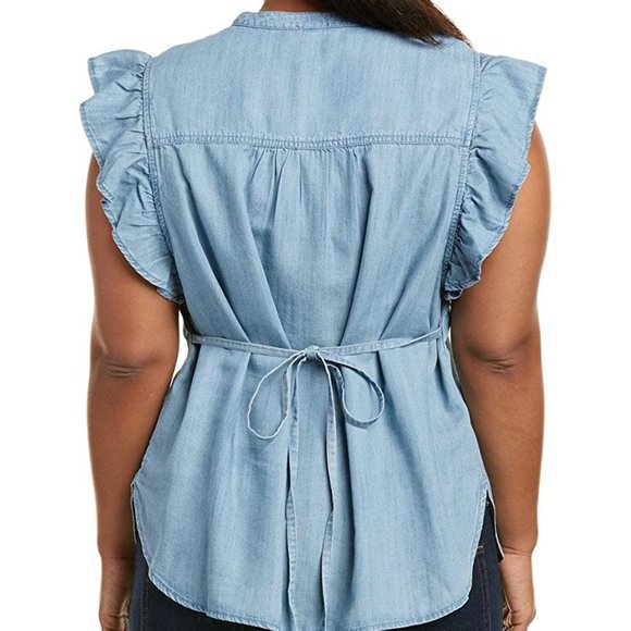 EUC Plus Size Melissa McCarthy Seven7 Button Down Embroidered Denim Top-Size 1X - Picture 2 of 16